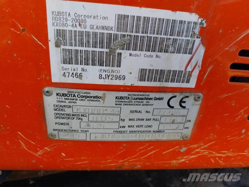 Kubota KX 080-4 Midigraafmachines 7t - 12t