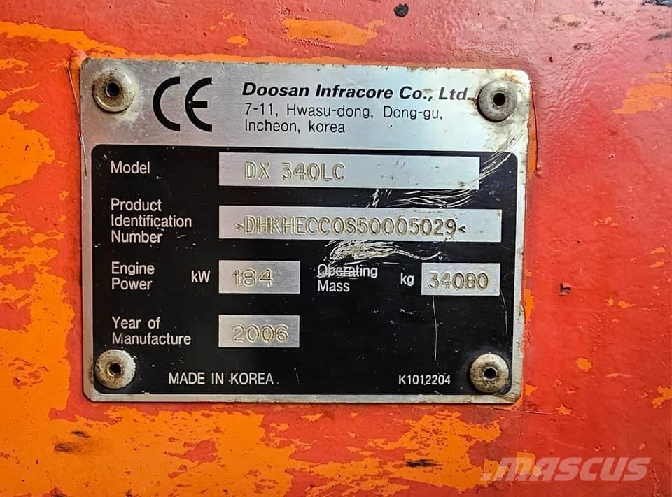 Doosan DX 340 LC Rupsgraafmachines