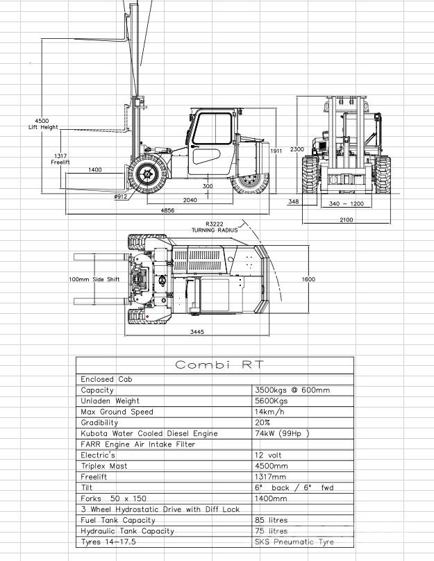 Combilift RT 3500 Vorkheftruck voor zwaar terrein