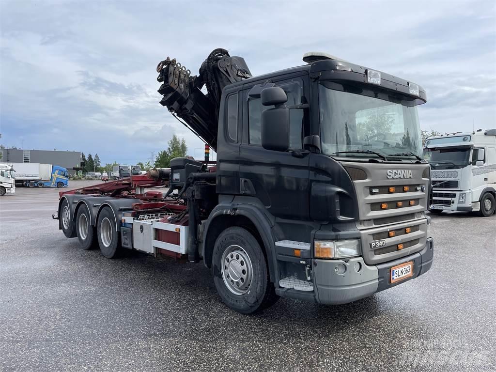 Scania P340 8x4 Vlakke laadvloer met kraan