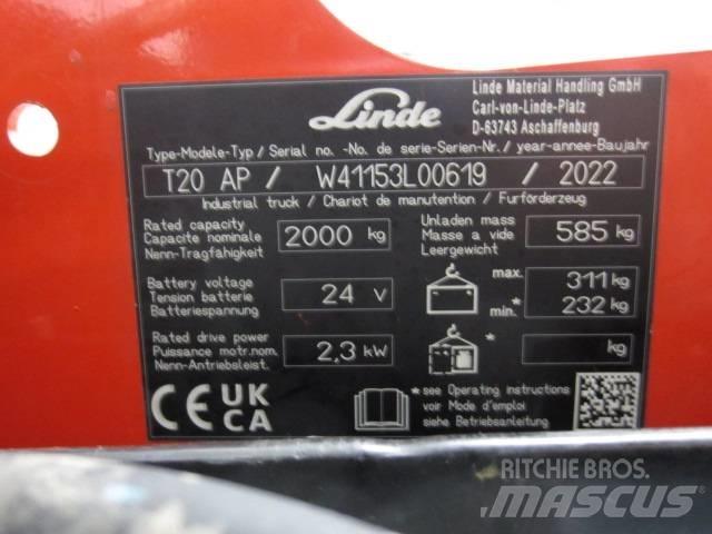 Linde T20AP Meerij pallettruck met platform