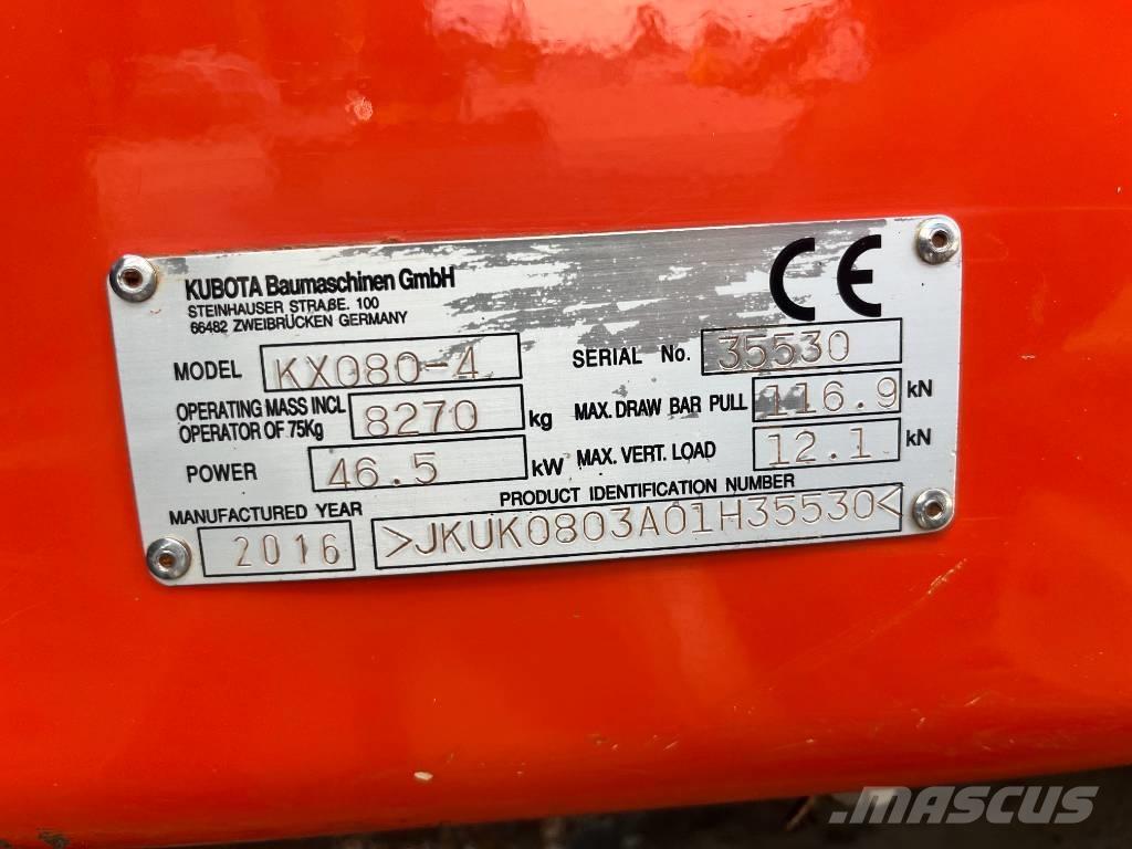 Kubota KX 080 Midigraafmachines 7t - 12t