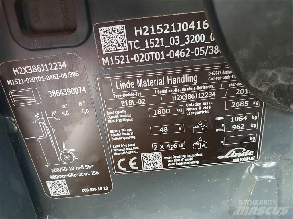 Linde E18L Elektrische heftrucks