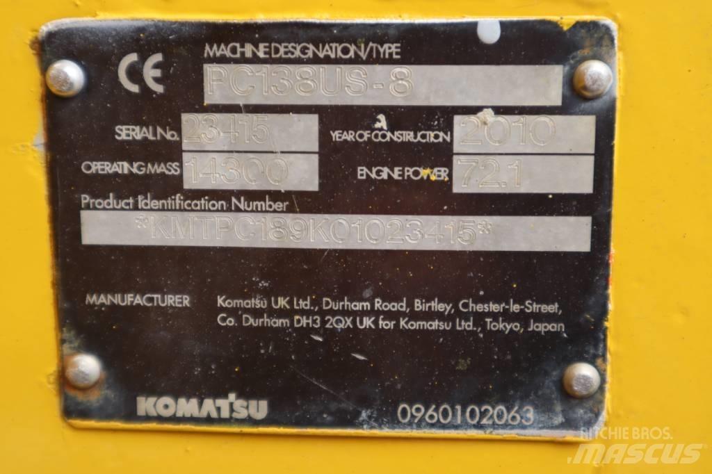 Komatsu PC138US-8 Rupsgraafmachines