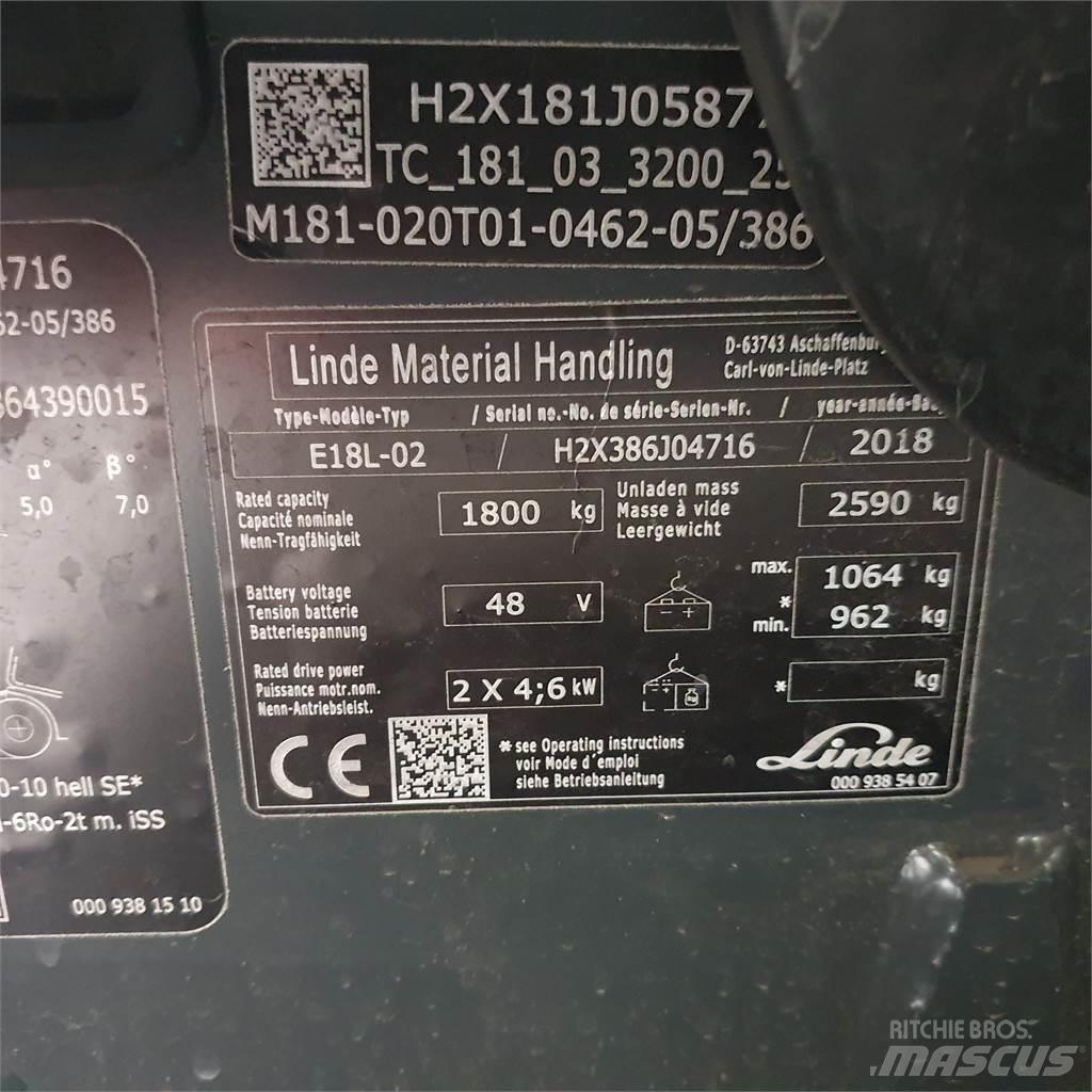 Linde E18L Elektrische heftrucks