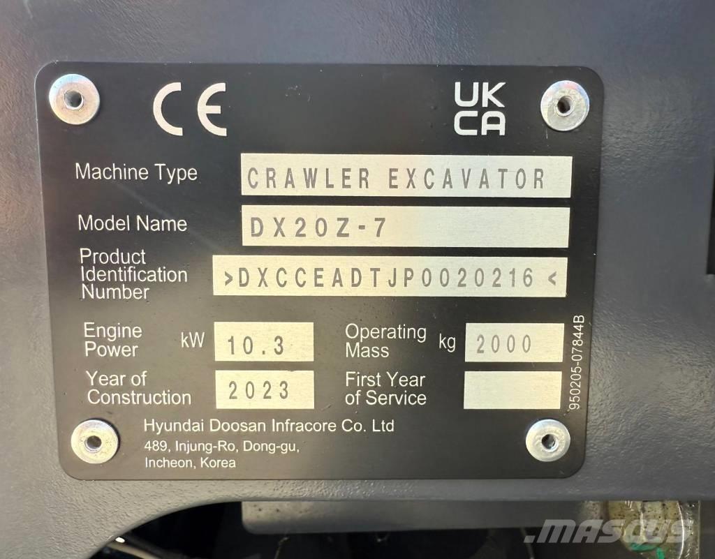Doosan DX 20 Z-7 Minigraafmachines < 7t