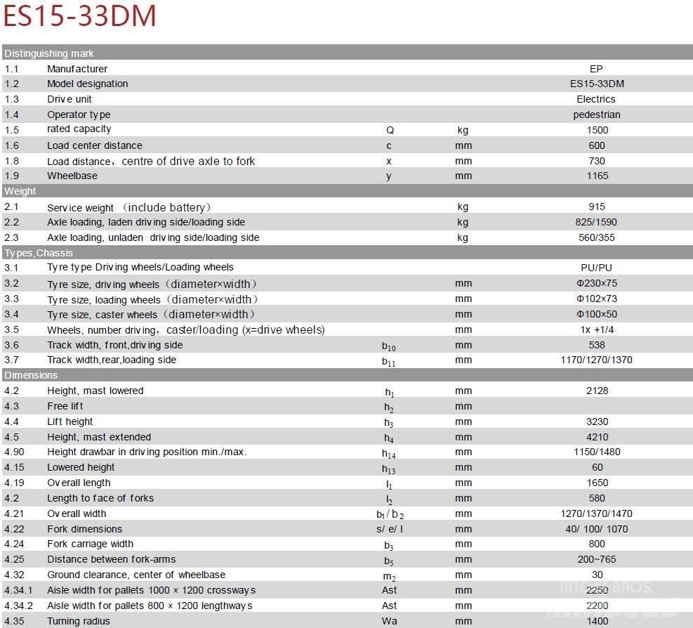 EP ES15-33DM Stapelaar meeloop