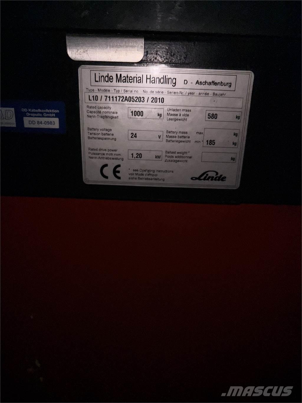 Linde L10 defekt Stapelaar meeloop