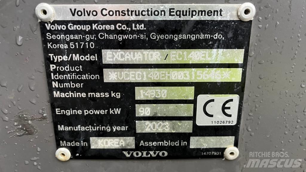 Volvo EC140EL Rupsgraafmachines