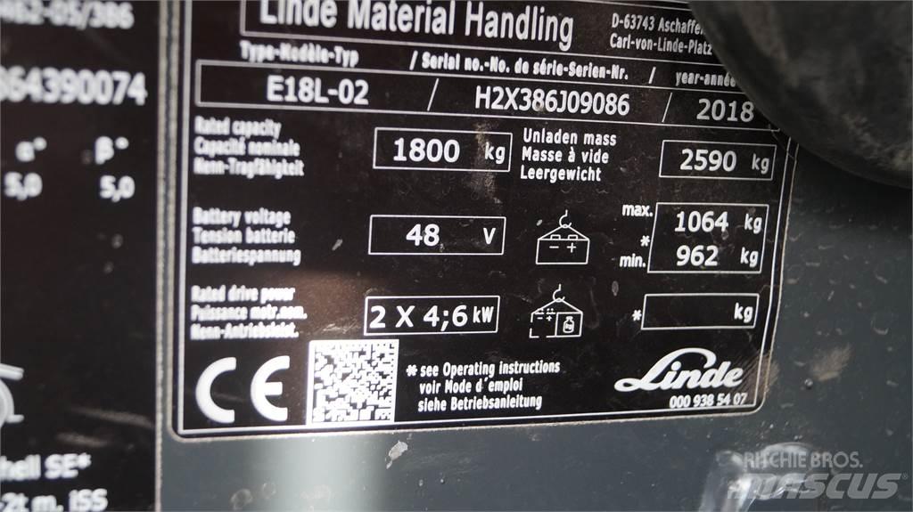 Linde E18L Elektrische heftrucks