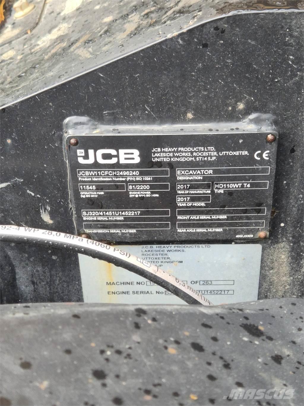 JCB 110W Hydradig Wielgraafmachines