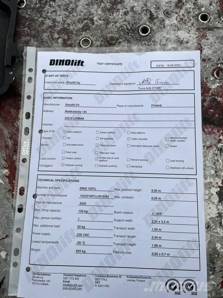 Dino 105TL Aanhanger hoogwerkers