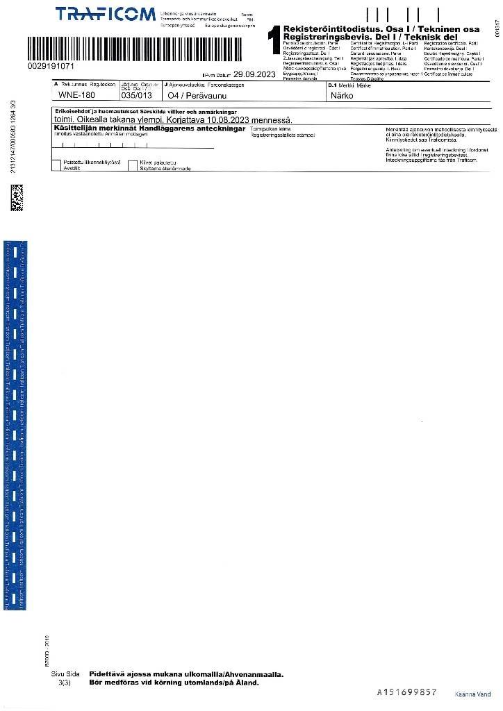 Närko D52B13N61 TPV Gesloten opbouw trailers