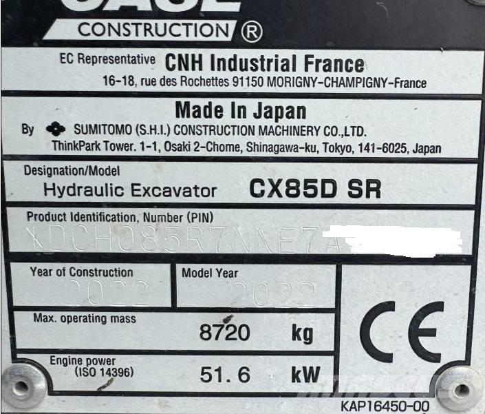 CASE CX 85 D SR Midigraafmachines 7t - 12t