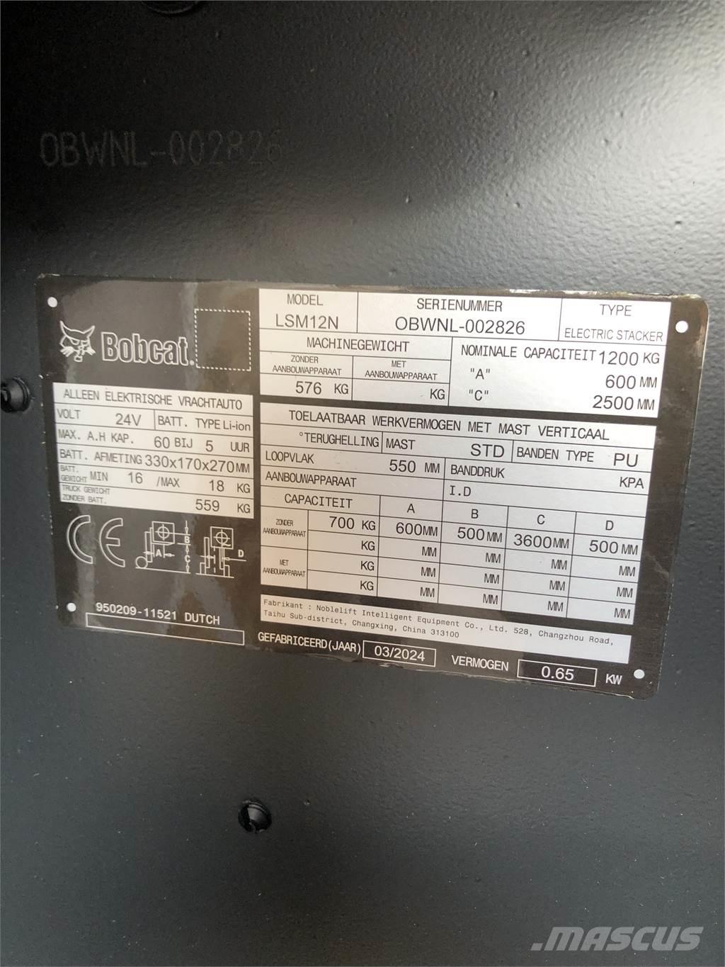 Bobcat LSM12N Stapelaar meeloop