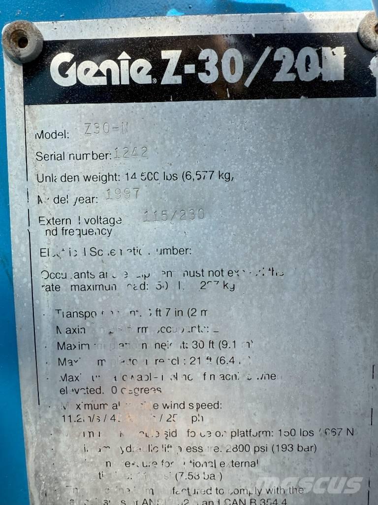 Genie Z 30/20 Knikarmhoogwerkers