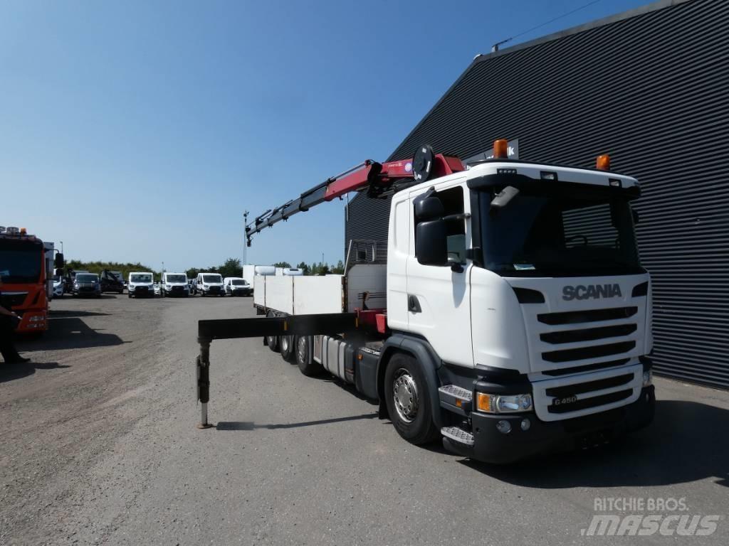 Scania G 450 Vlakke laadvloer met kraan