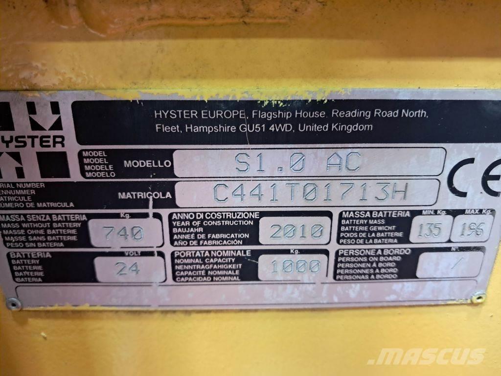 Hyster S1.0 AC Stapelaar meeloop