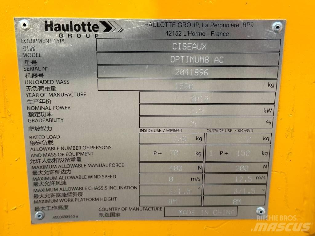Haulotte OPTIMUM 8 Schaarhoogwerkers