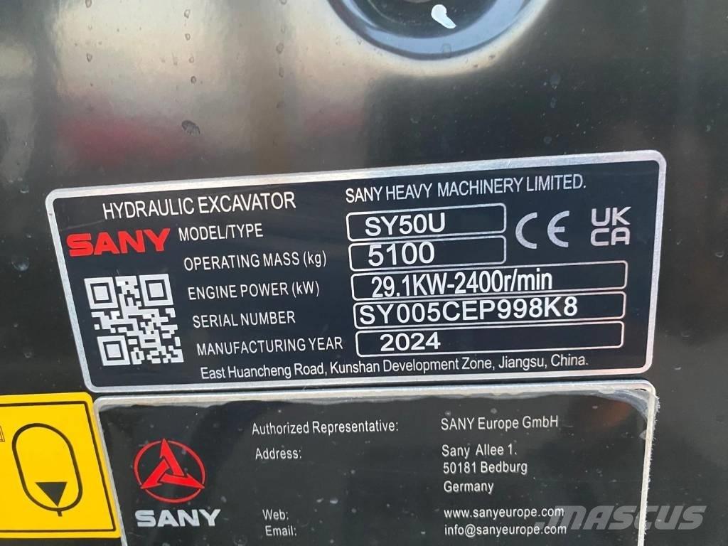 Sany SY 50 U Minigraafmachines < 7t