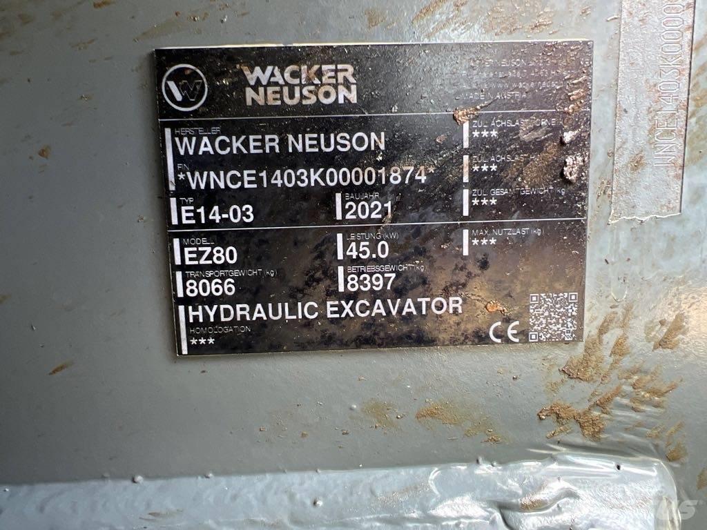 Wacker Neuson EZ80 Rupsgraafmachines