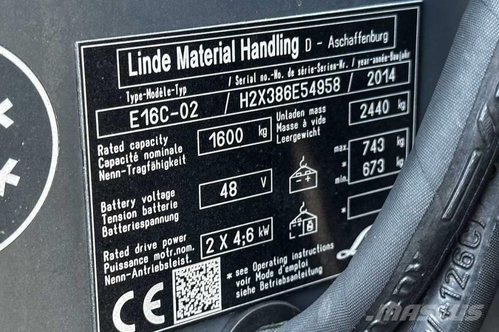Linde E 16 C-02 Elektrische heftrucks