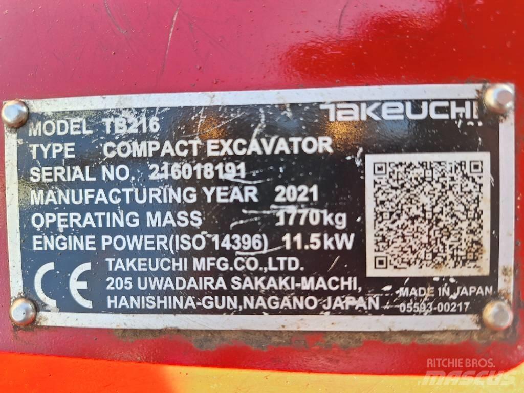 Takeuchi TB 216 Minigraafmachines < 7t