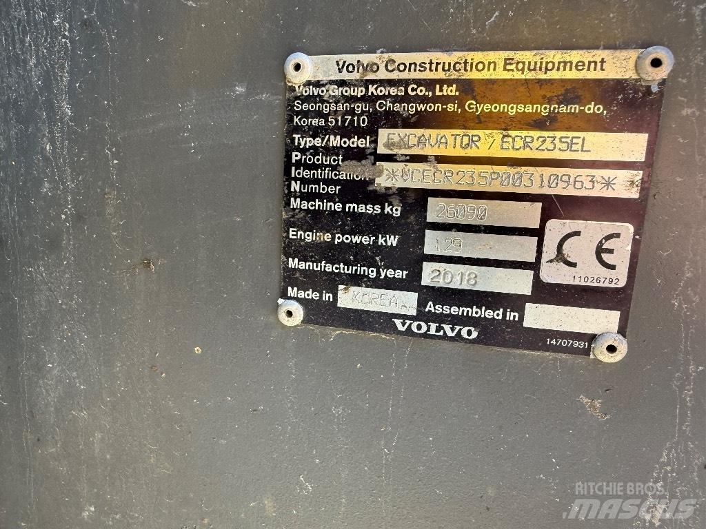 Volvo ECR 235 EL Rupsgraafmachines