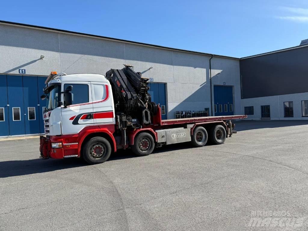 Scania R 480 Vlakke laadvloer met kraan
