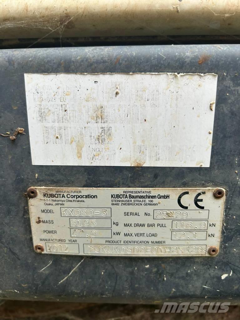 Kubota KX 080-3 Midigraafmachines 7t - 12t