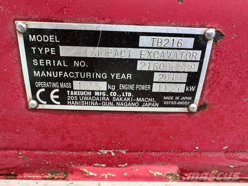 Takeuchi TB 216 Minigraafmachines < 7t