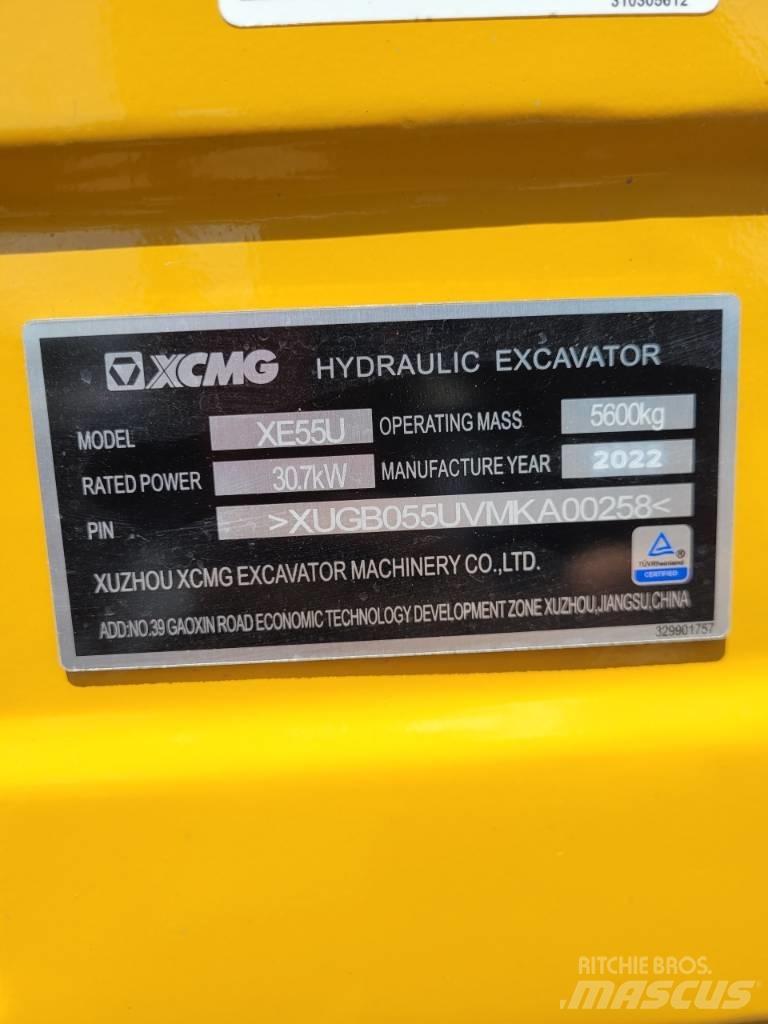 XCMG XE55 U Minigraafmachines < 7t