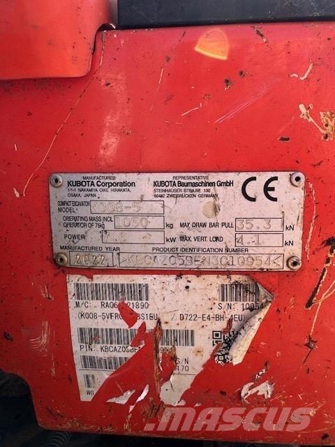 Kubota K 008-5 Minigraafmachines < 7t