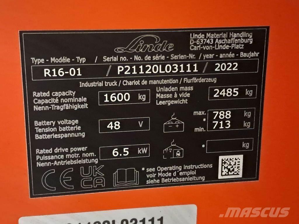 Linde R16-01 Reachtruck voor hoog niveau