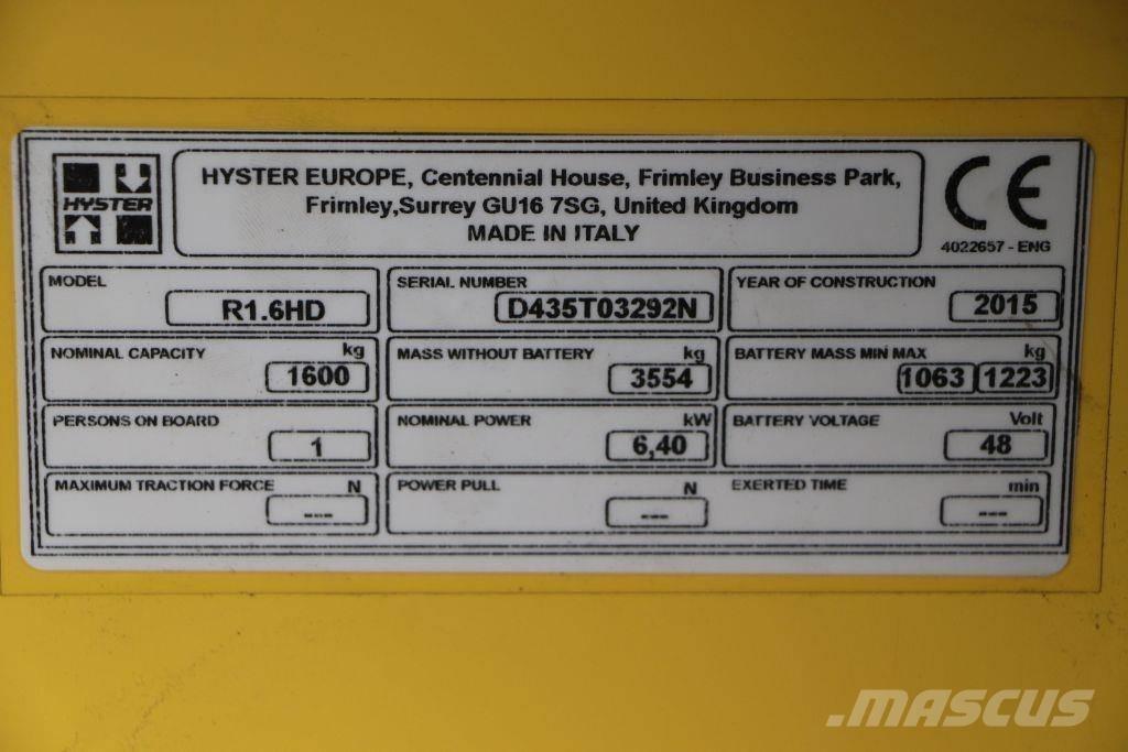 Hyster R 1.6 Elektrische heftrucks