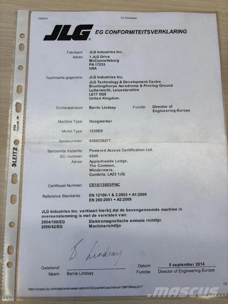 JLG 1230ES Schaarhoogwerkers