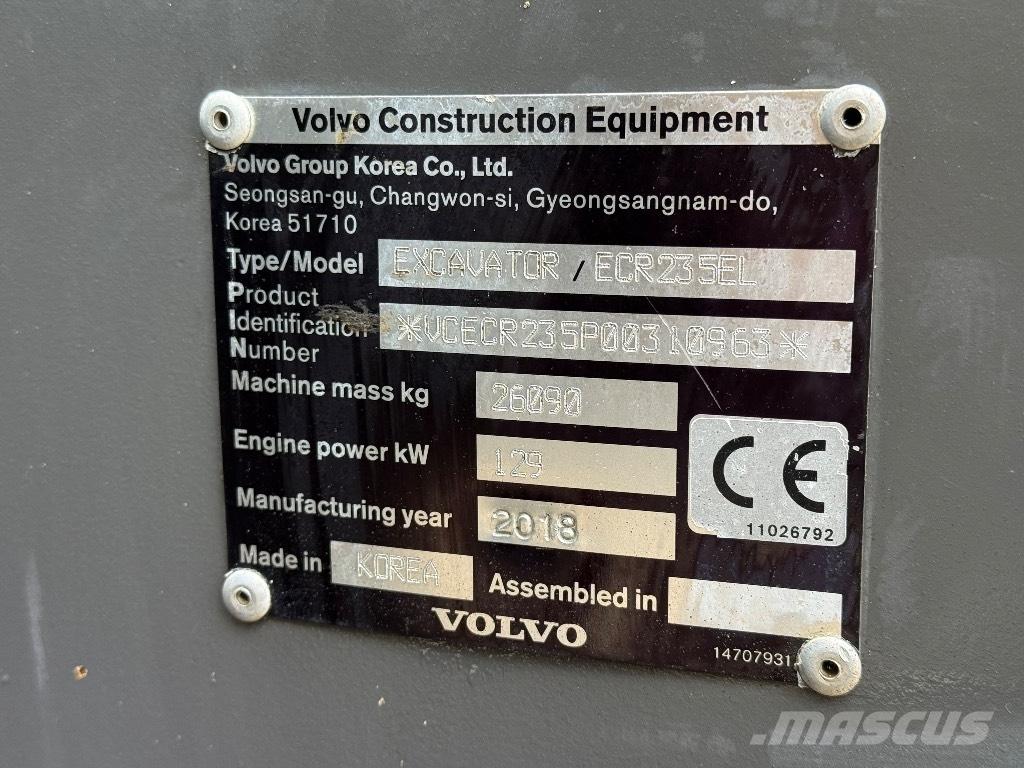 Volvo ECR 235 EL Rupsgraafmachines