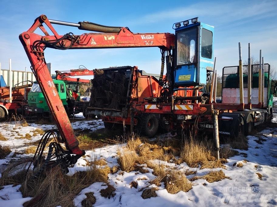 Scania 144 G Vlakke laadvloer met kraan