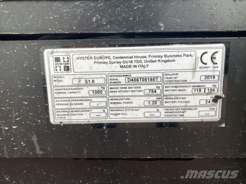 Hyster S 1.0 Stapelaar meeloop