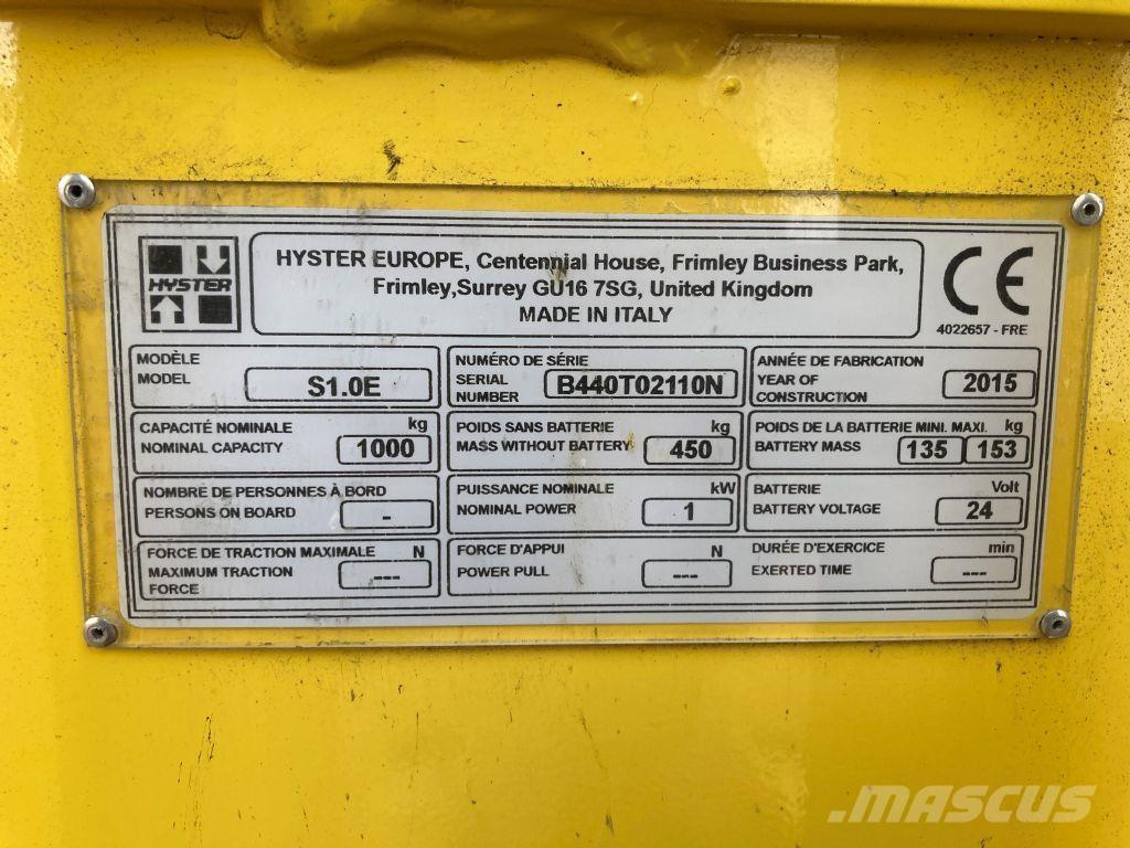 Hyster S 1.0E Stapelaar meeloop