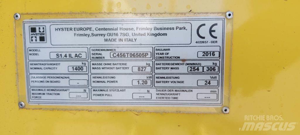 Hyster S 1.4 IL Stapelaar meeloop