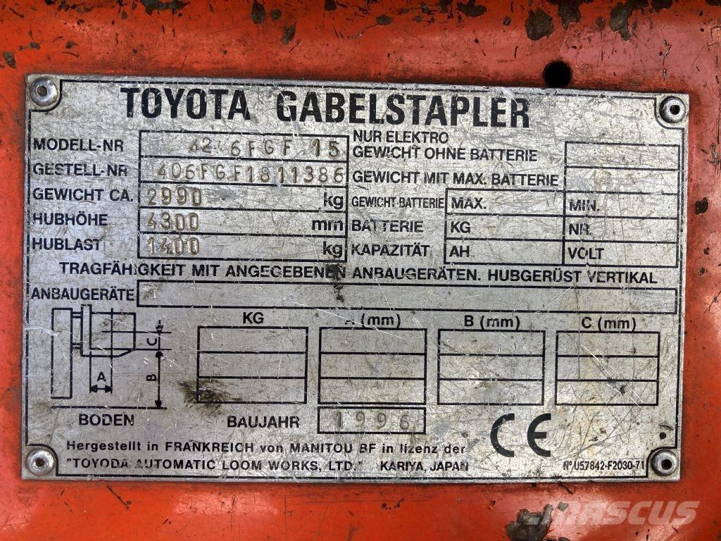 Toyota 42 6FGF 15 LPG heftrucks