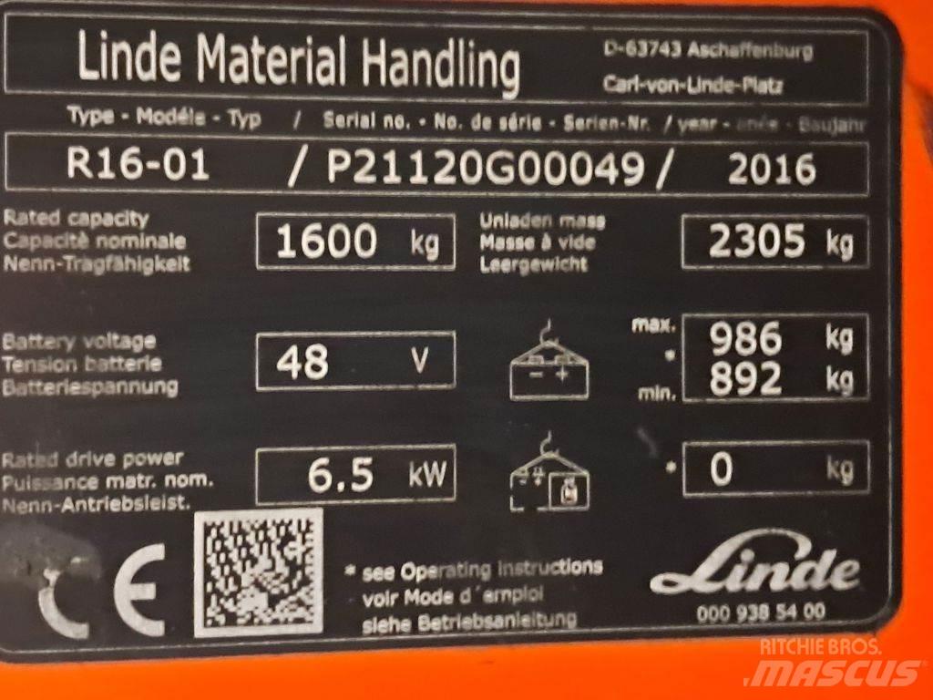 Linde R16-01 Reachtruck voor hoog niveau