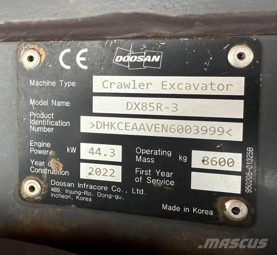 Doosan DX 85 R-3 Midigraafmachines 7t - 12t