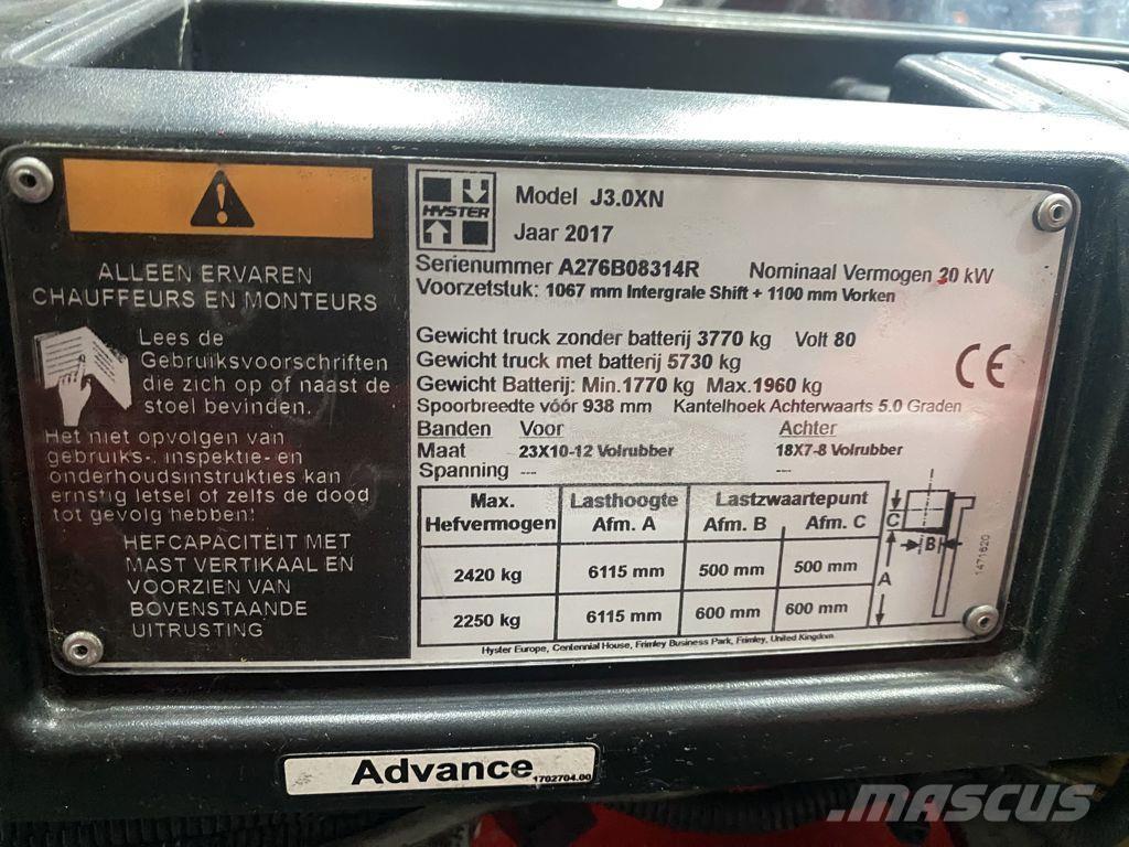 Hyster J3.0XN Elektrische heftrucks