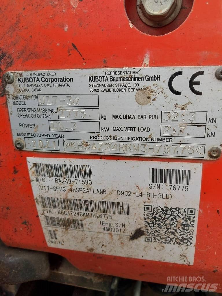 Kubota U 17-3N Minigraafmachines < 7t