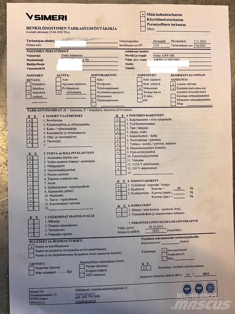 Genie AWP 30 Personenliften en invalideliften
