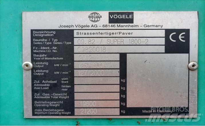 Vögele SUPER1800-2 Asfaltafwerkmachines