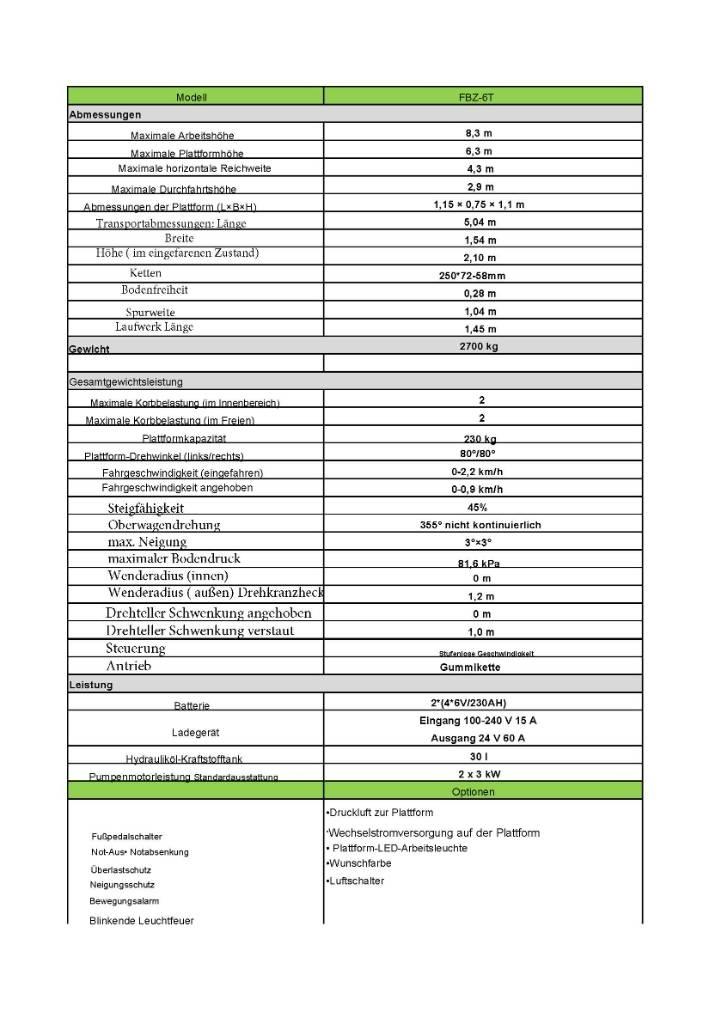 Fronteq FBZ-6T Andere liften en hoogwerkers