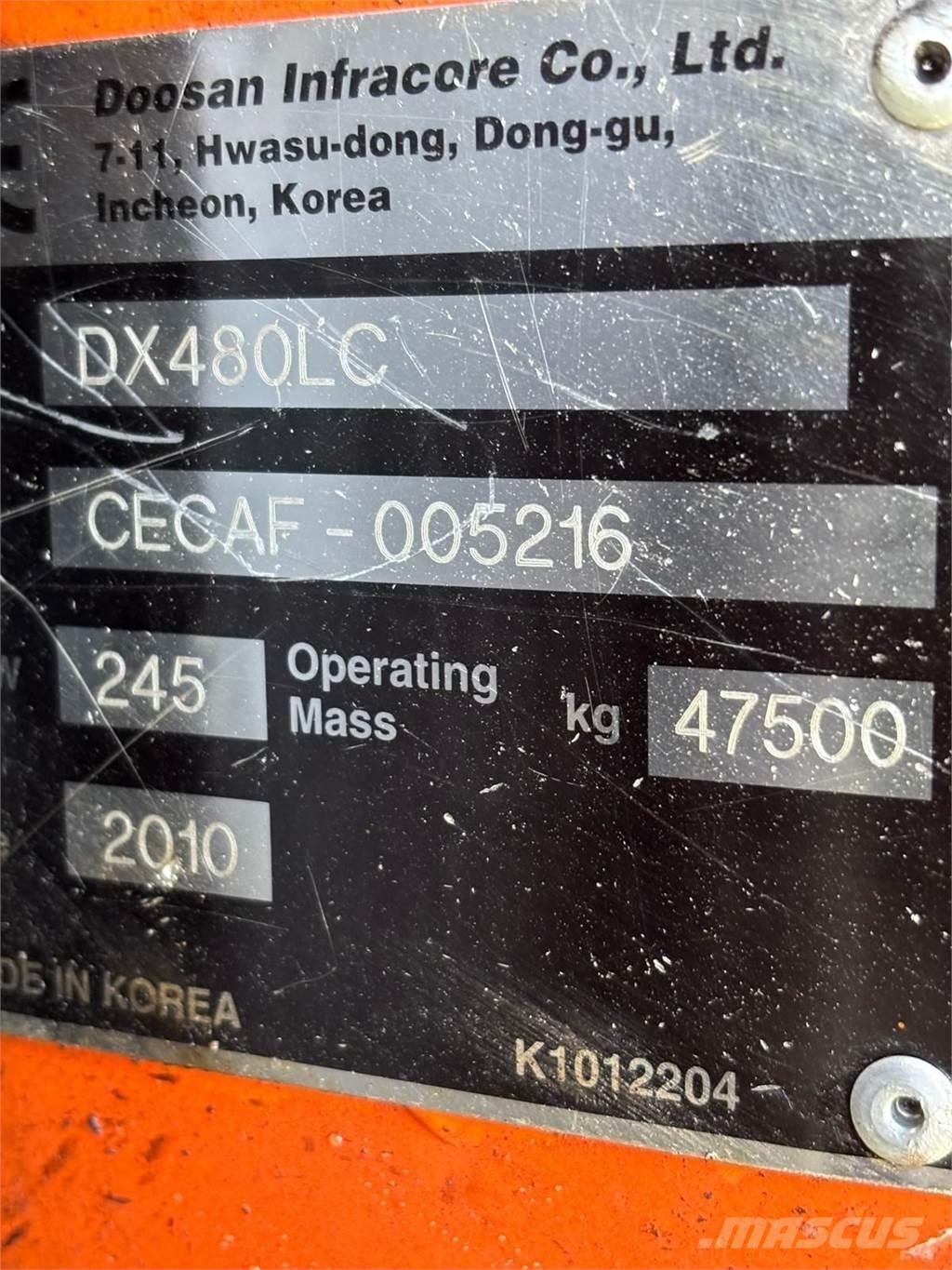 Doosan DX480LC Rupsgraafmachines